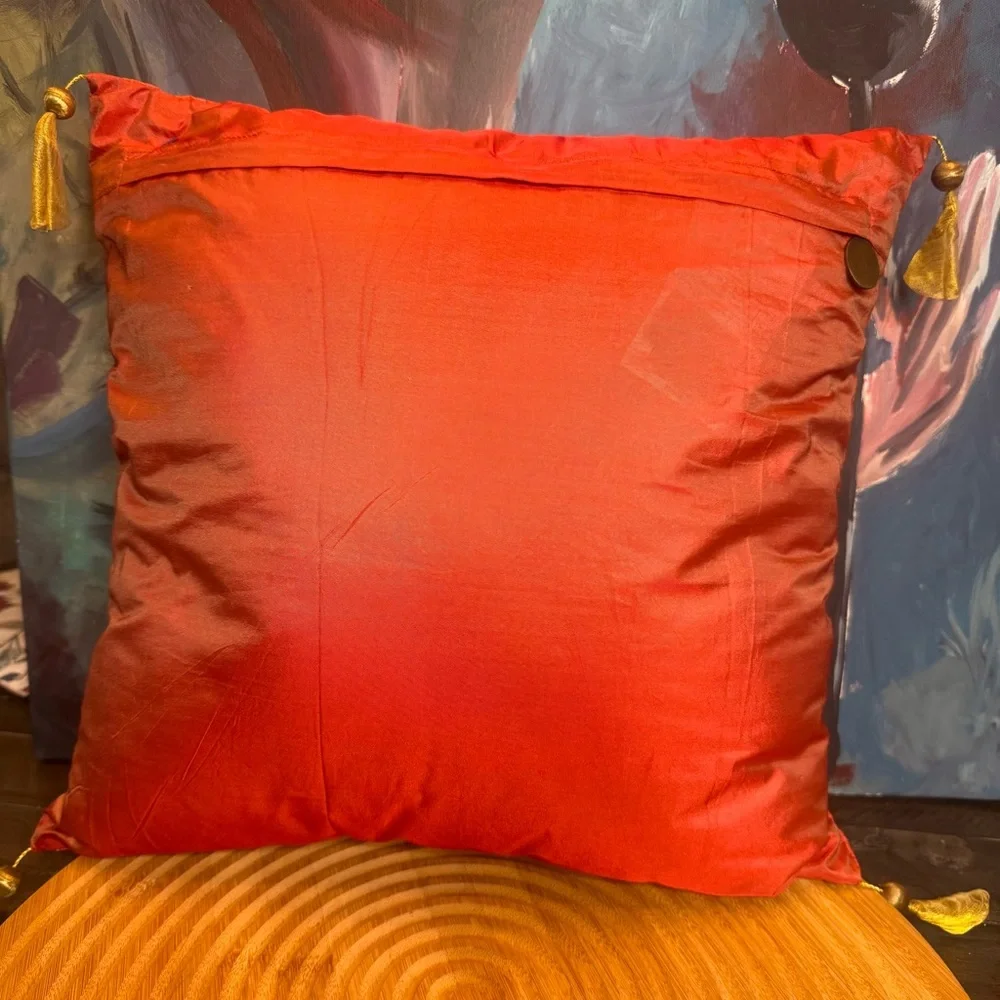 VTG Pier 1 Made N India Square Orange Gold Multicolor Decorative Throw Pillow